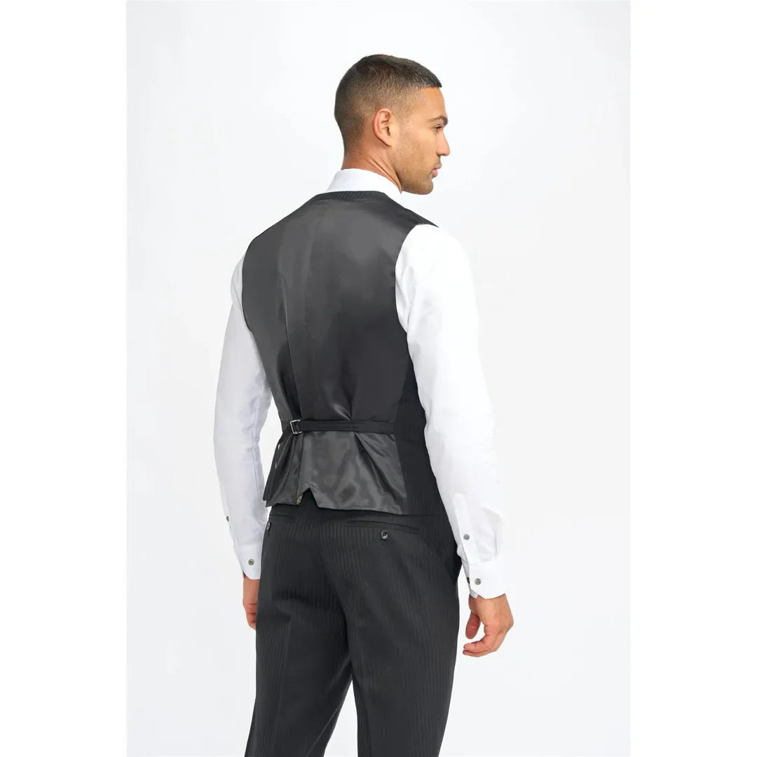 Roberto - Chaleco negro de rayas para hombre