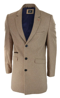 Abrigo largo clásico de tres cuartos de Cavani para hombre, color camel.