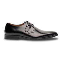 Romero - Zapatos negros de hombre con hebilla simple y acabado brillante
