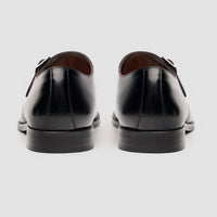 Romero - Zapatos negros de hombre con hebilla simple y acabado brillante