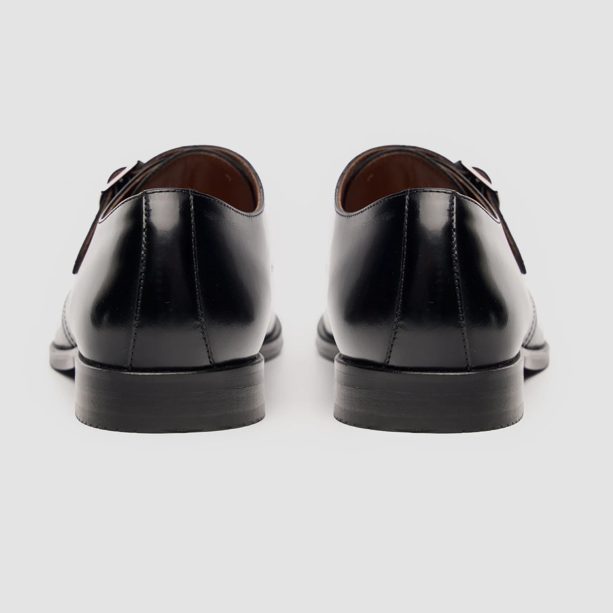 Romero - Zapatos negros de hombre con hebilla simple y acabado brillante