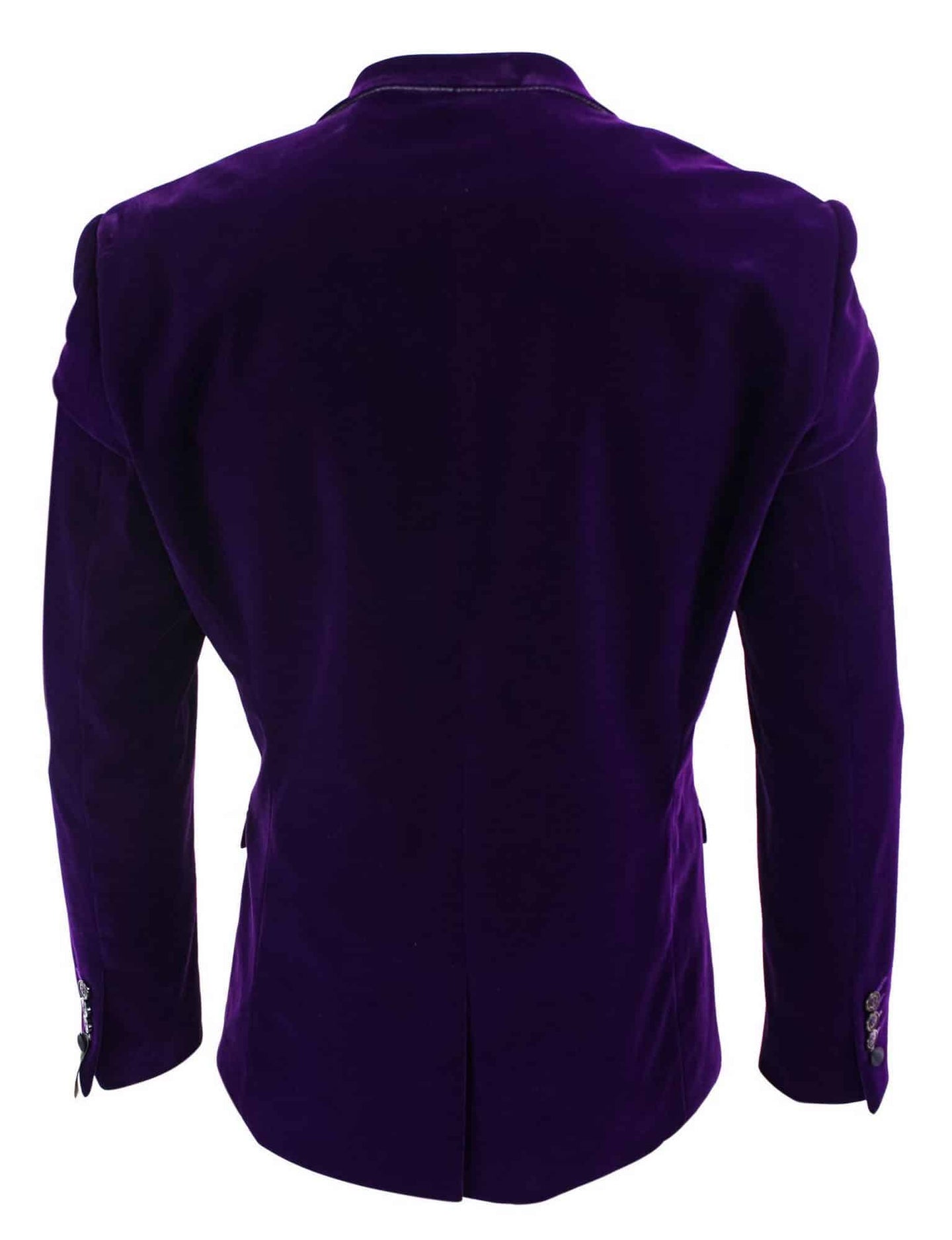 Cavani Rosa - Chaqueta de cena/esmoquin/blazer de terciopelo suave para hombre, color negro y azul marino, con 1 botón, corte elegante e informal - Morado
