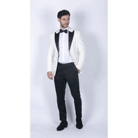 Rosa - Chaqueta de esmoquin para hombre de terciopelo suave color crema marfil con un botón.