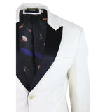 Rosa - Chaqueta de esmoquin para hombre de terciopelo suave color crema marfil con un botón.