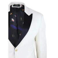 Rosa - Chaqueta de esmoquin para hombre de terciopelo suave color crema marfil con un botón.