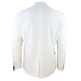 Rosa - Chaqueta de esmoquin para hombre de terciopelo suave color crema marfil con un botón.