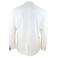 Rosa - Chaqueta de esmoquin para hombre de terciopelo suave color crema marfil con un botón.