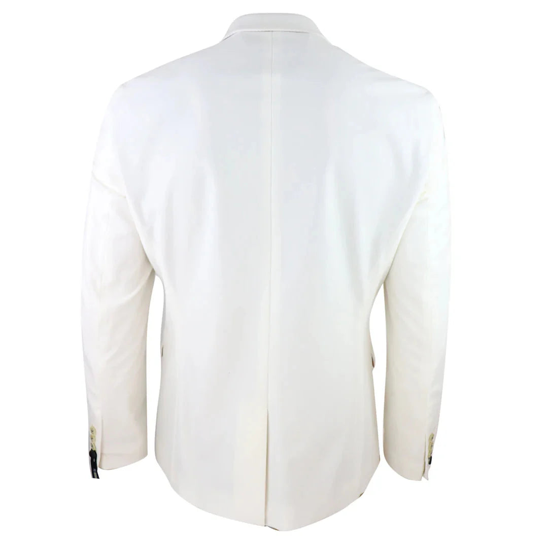 Rosa - Chaqueta de esmoquin para hombre de terciopelo suave color crema marfil con un botón.