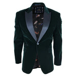 Rosa - Chaqueta de cena de terciopelo suave verde oliva para hombre, con un botón, corte tipo blazer.