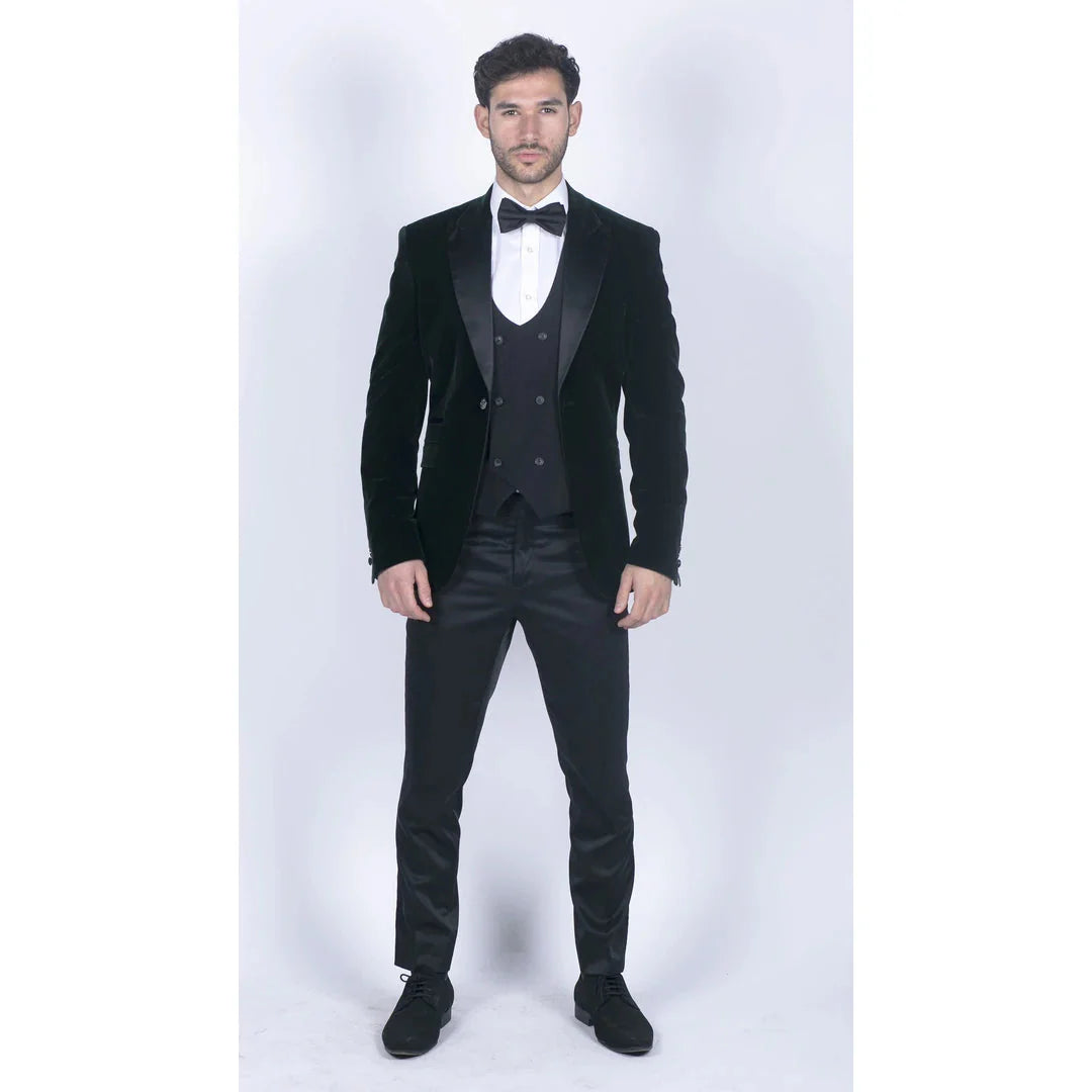 Rosa - Chaqueta de cena de terciopelo suave verde oliva para hombre, con un botón, corte tipo blazer.