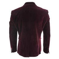 Rosa - Chaqueta de cena/blazer de esmoquin para hombre, de terciopelo suave negro y burdeos, con un botón.