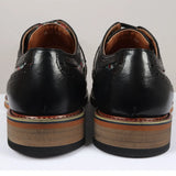 Ross - Zapatos brogue de cuero negro con estampado floral y calavera para hombre