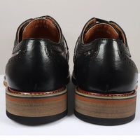 Ross - Zapatos brogue de cuero negro con estampado floral y calavera para hombre