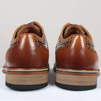 Ross - Zapatos brogue de cuero marrón con estampado floral y calavera para hombre