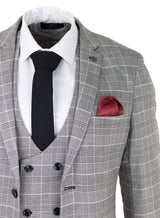 Traje de hombre Marc Darcy gris a cuadros Príncipe de Gales Ross Office Wedding Slim Fit Classic