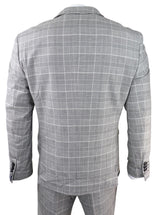 Traje de hombre Marc Darcy gris a cuadros Príncipe de Gales Ross Office Wedding Slim Fit Classic