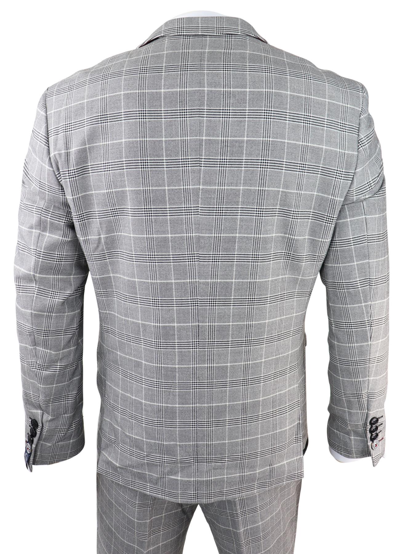 Traje de hombre Marc Darcy gris a cuadros Príncipe de Gales Ross Office Wedding Slim Fit Classic