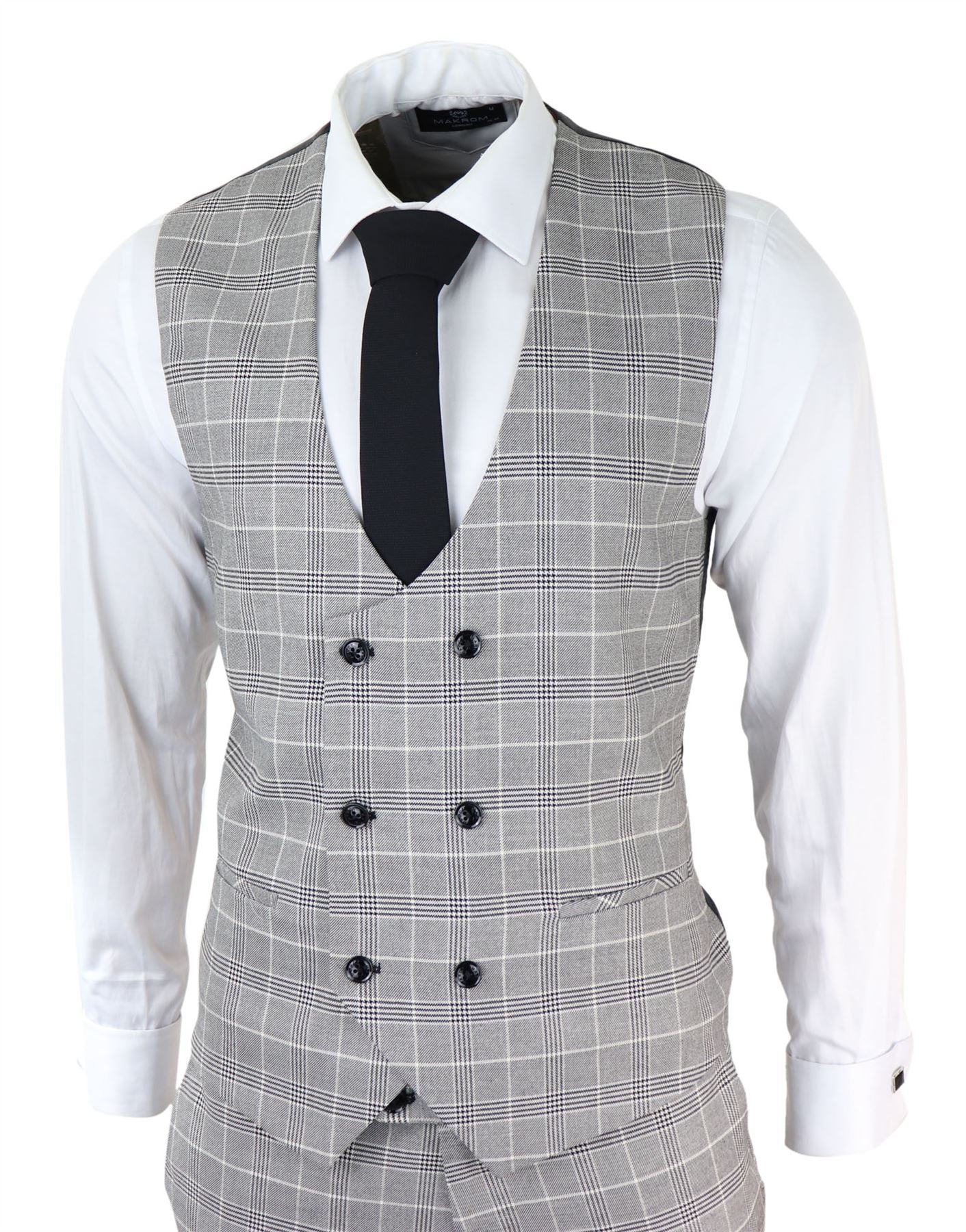 Traje de hombre Marc Darcy gris a cuadros Príncipe de Gales Ross Office Wedding Slim Fit Classic