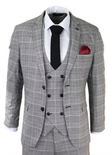 Traje de hombre Marc Darcy gris a cuadros Príncipe de Gales Ross Office Wedding Slim Fit Classic