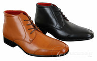 Botines Chelsea Rossellini Aldo para hombre con cordones, de piel, color marrón claro y negro, estilo casual elegante.