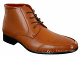 Botines Chelsea Rossellini Aldo para hombre con cordones, de piel, color marrón claro y negro, estilo casual elegante.