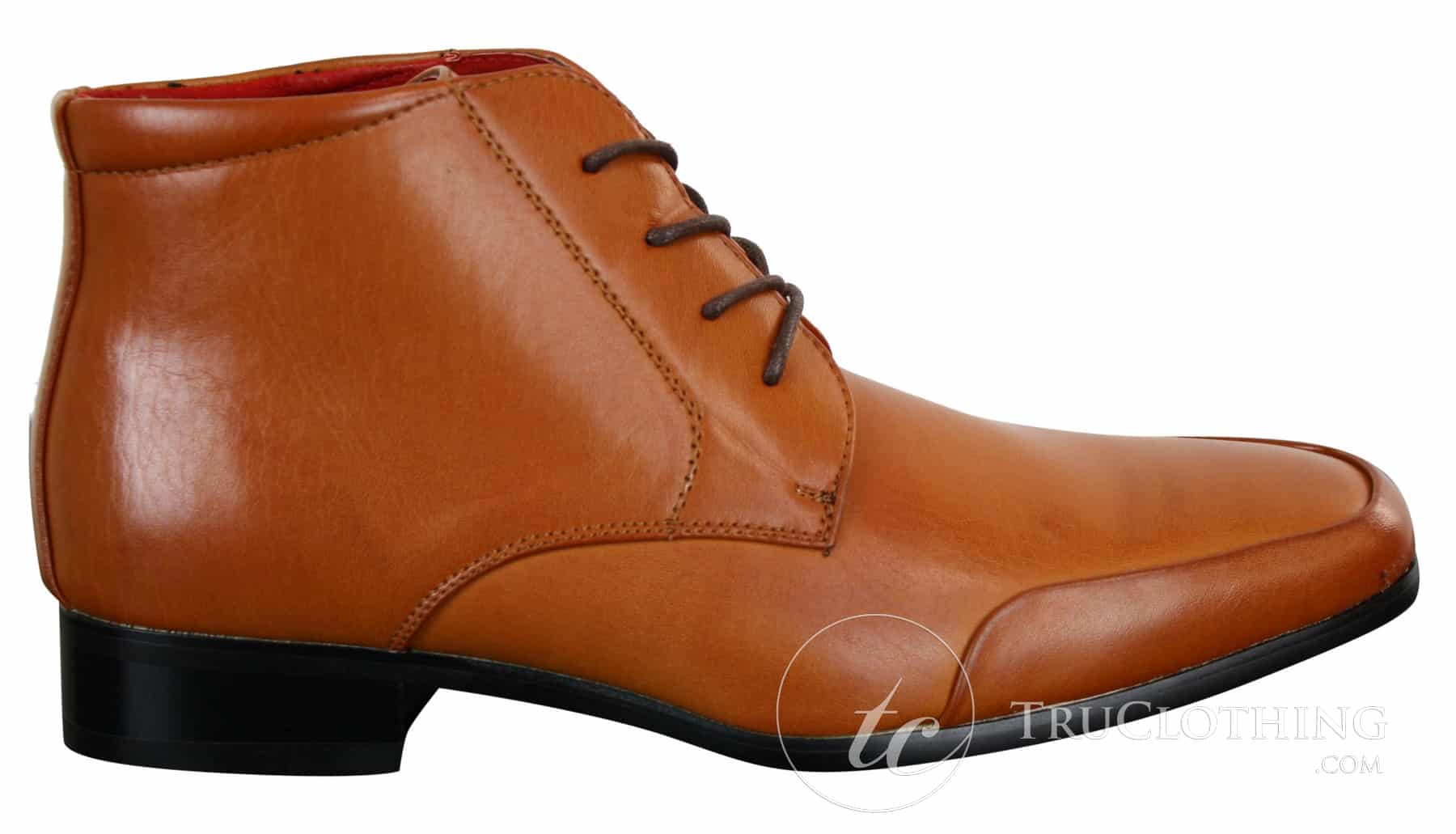 Botines Chelsea Rossellini Aldo para hombre con cordones, de piel, color marrón claro y negro, estilo casual elegante.