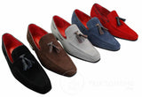 Mocasines de ante para hombre, zapatos de conducir, sin cordones, diseño con borla, de piel, elegantes e informales.