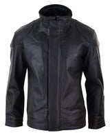 Chaqueta suave negra de cuero auténtico para hombre