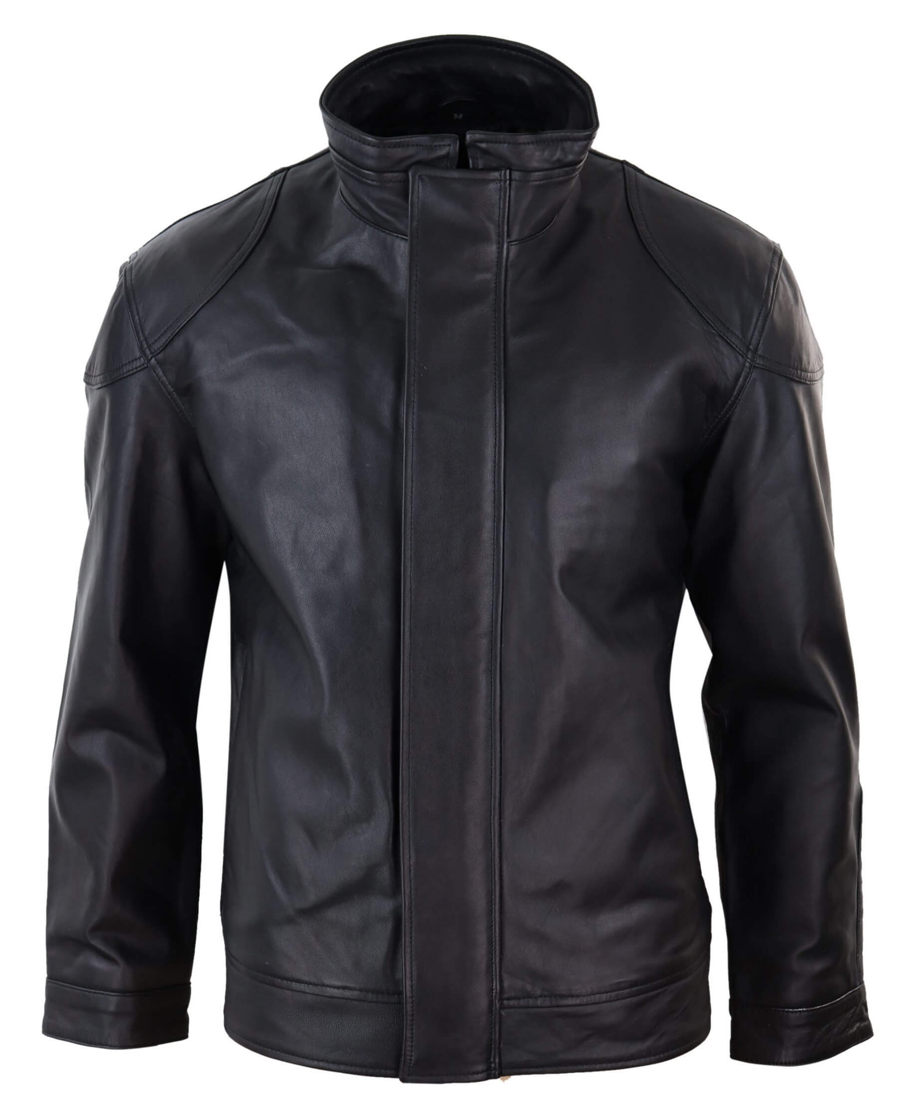 Chaqueta suave negra de cuero auténtico para hombre