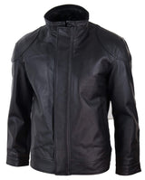 Chaqueta suave negra de cuero auténtico para hombre