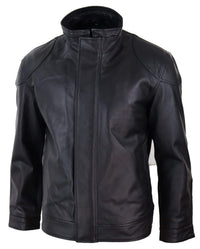 Chaqueta suave negra de cuero auténtico para hombre