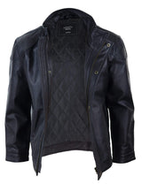 Chaqueta suave negra de cuero auténtico para hombre