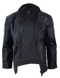 Chaqueta suave negra de cuero auténtico para hombre
