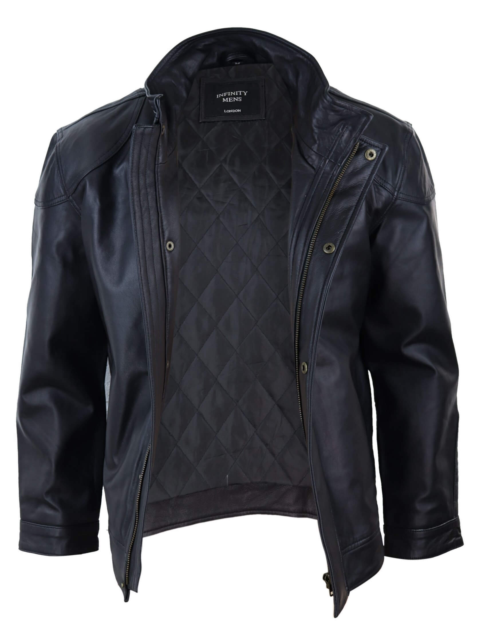 Chaqueta suave negra de cuero auténtico para hombre