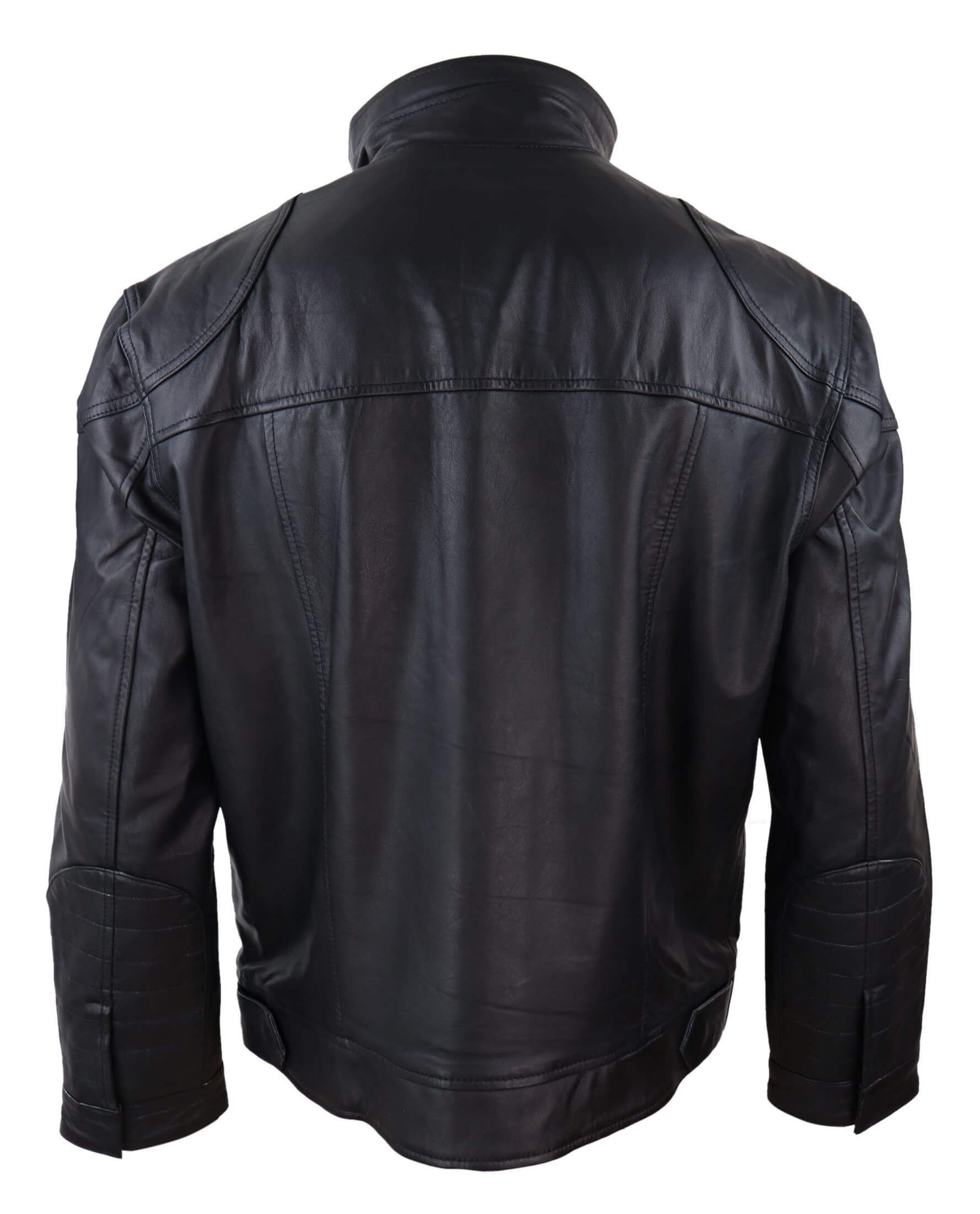 Chaqueta suave negra de cuero auténtico para hombre