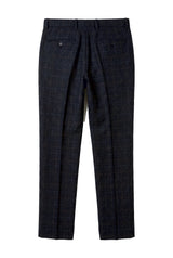 Ryan - Pantalones de tweed azul marino a cuadros para hombre
