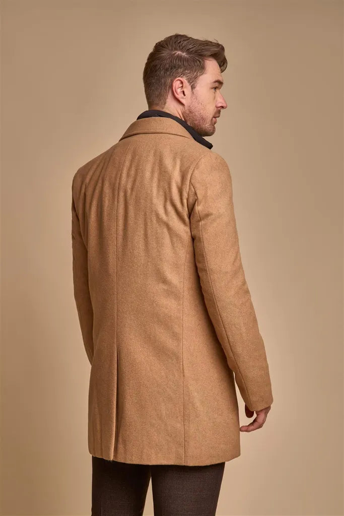 Sanford - Abrigo de hombre de mezcla de lana color camel