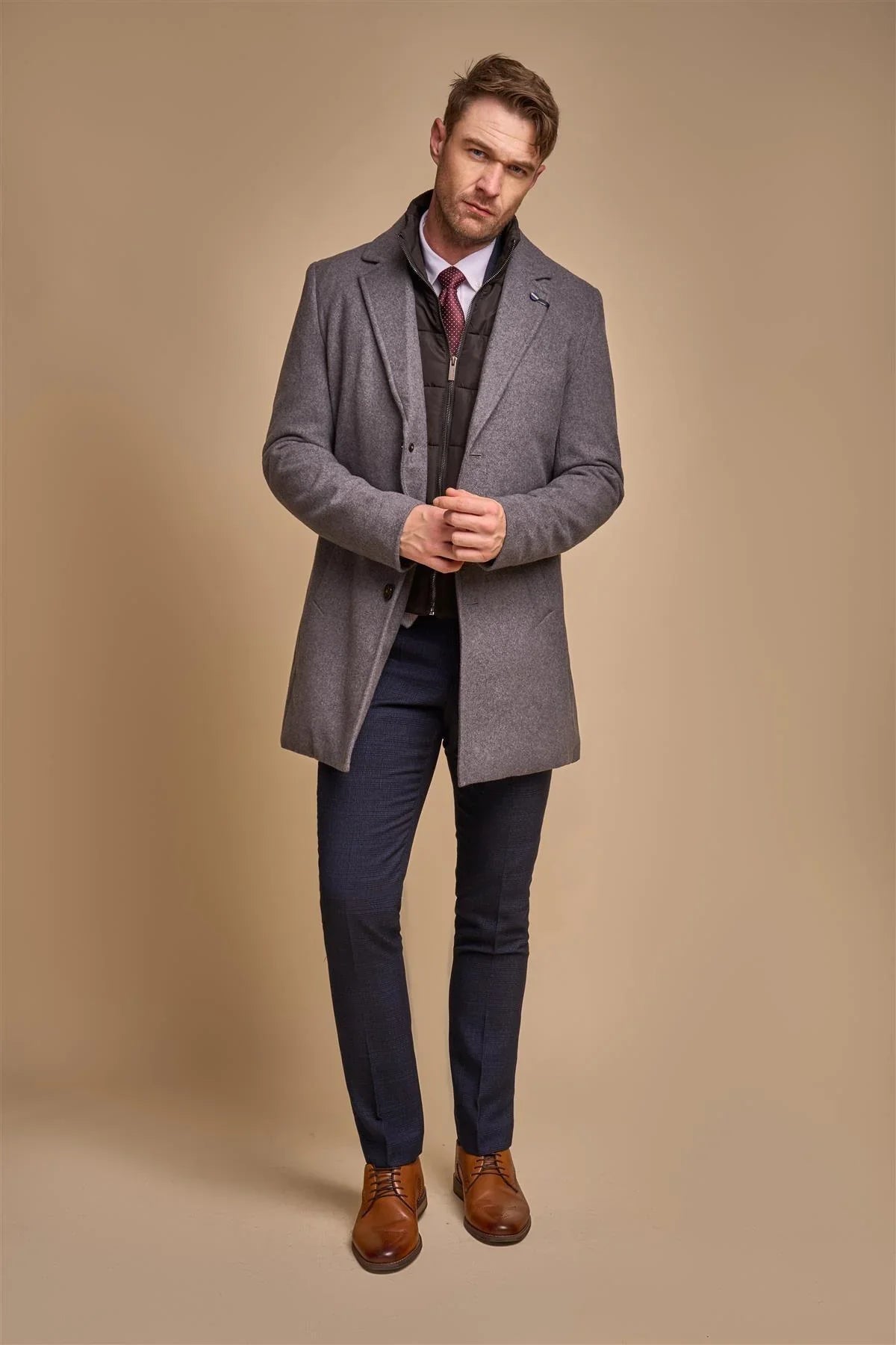 Sanford - Abrigo de hombre de mezcla de lana gris