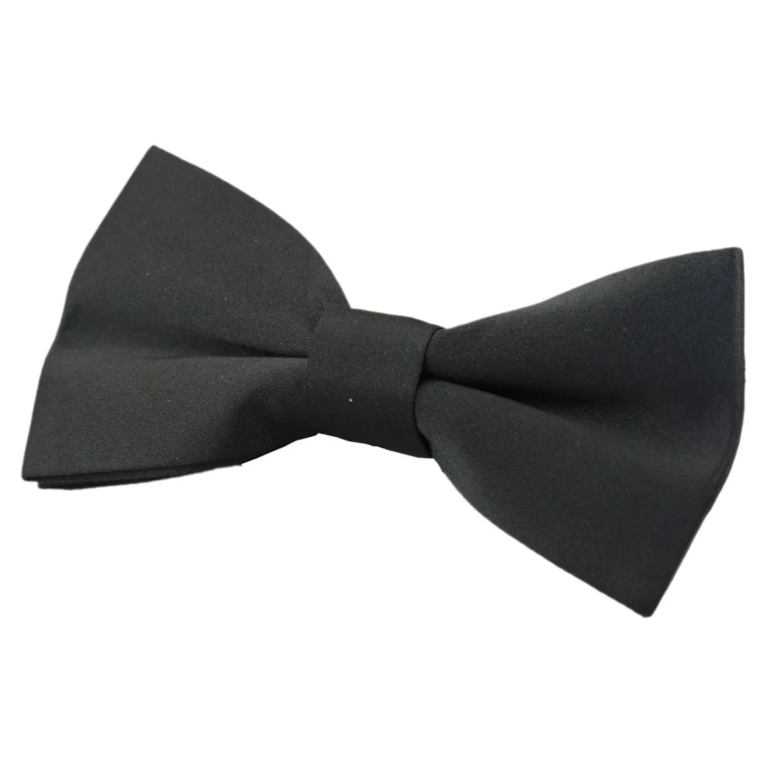 Pajarita negra de satén con clip para camisa de esmoquin unisex para hombre y niño