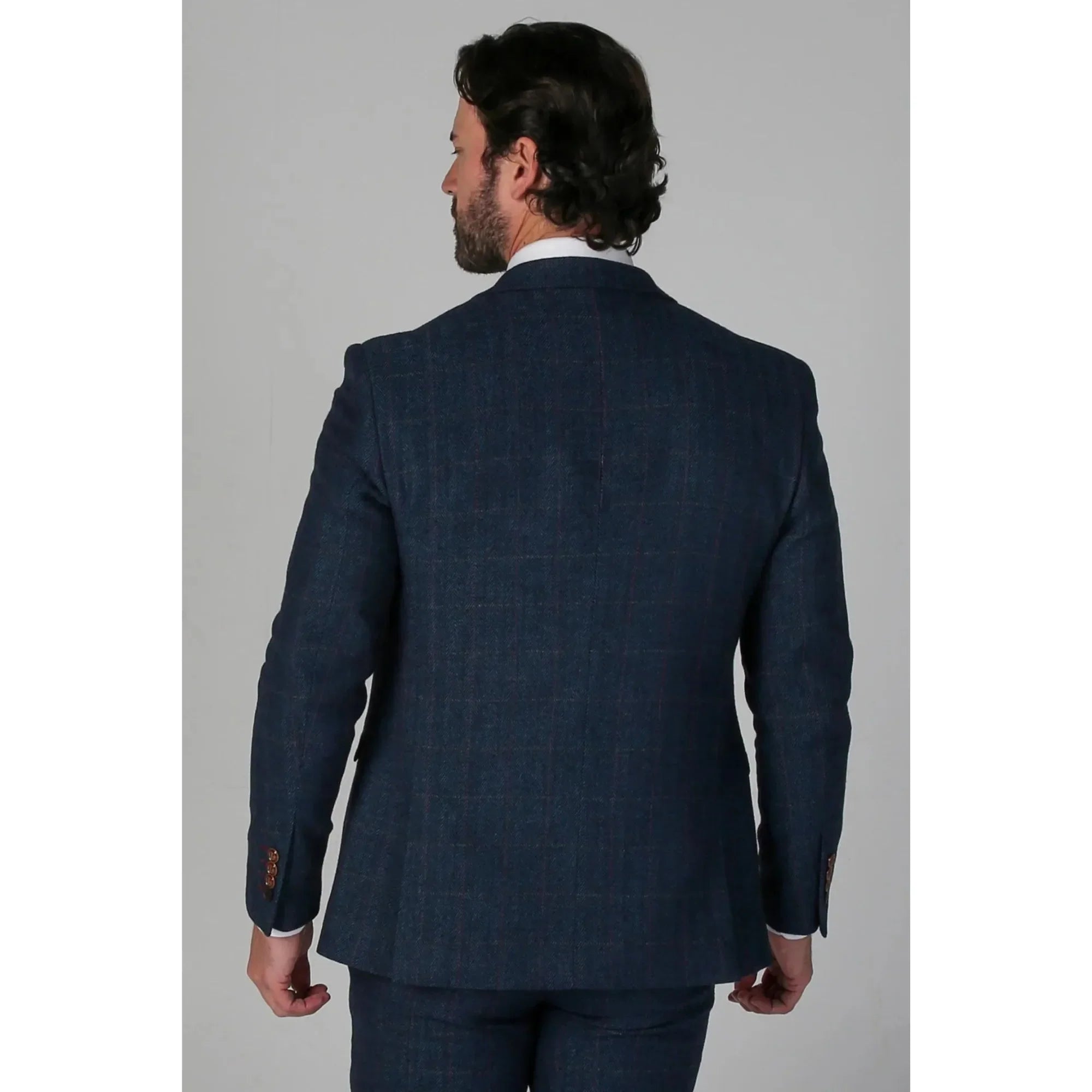 Scott - Blazer de tweed azul a cuadros para hombre