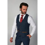 Scott - Chaleco de tweed azul a cuadros para hombre