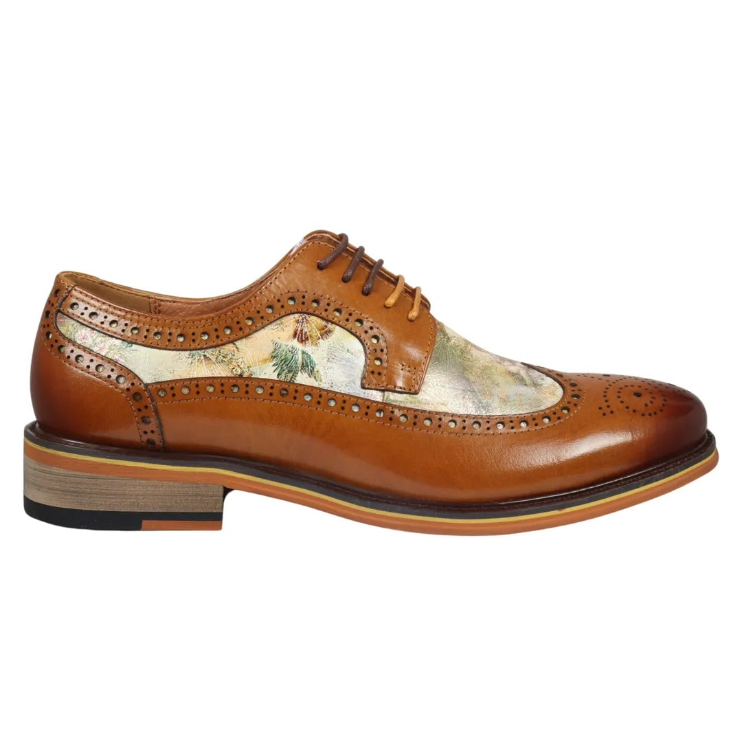 Zapatos brogue de piel marrón con estampado icónico para hombre de Scott