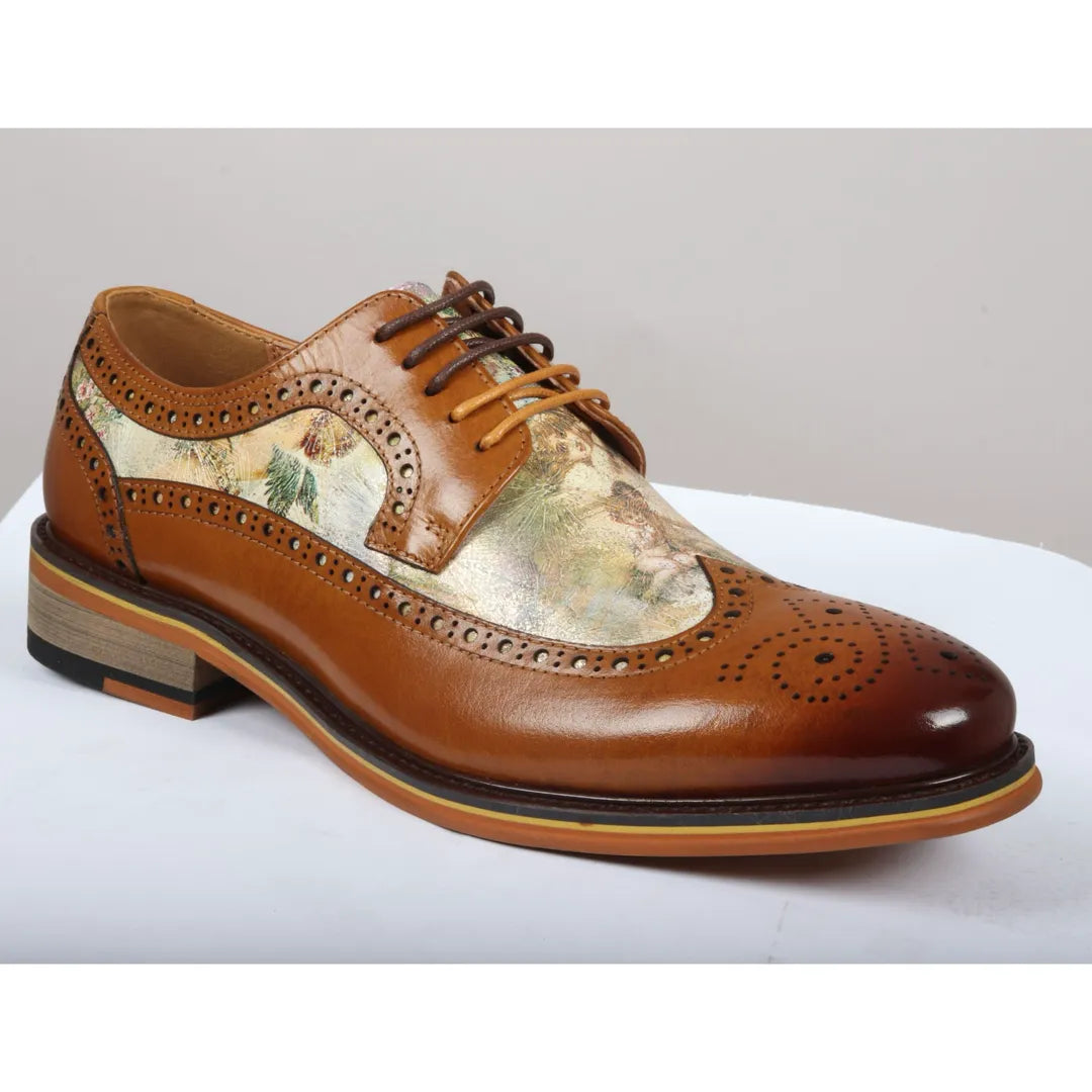 Zapatos brogue de piel marrón con estampado icónico para hombre de Scott