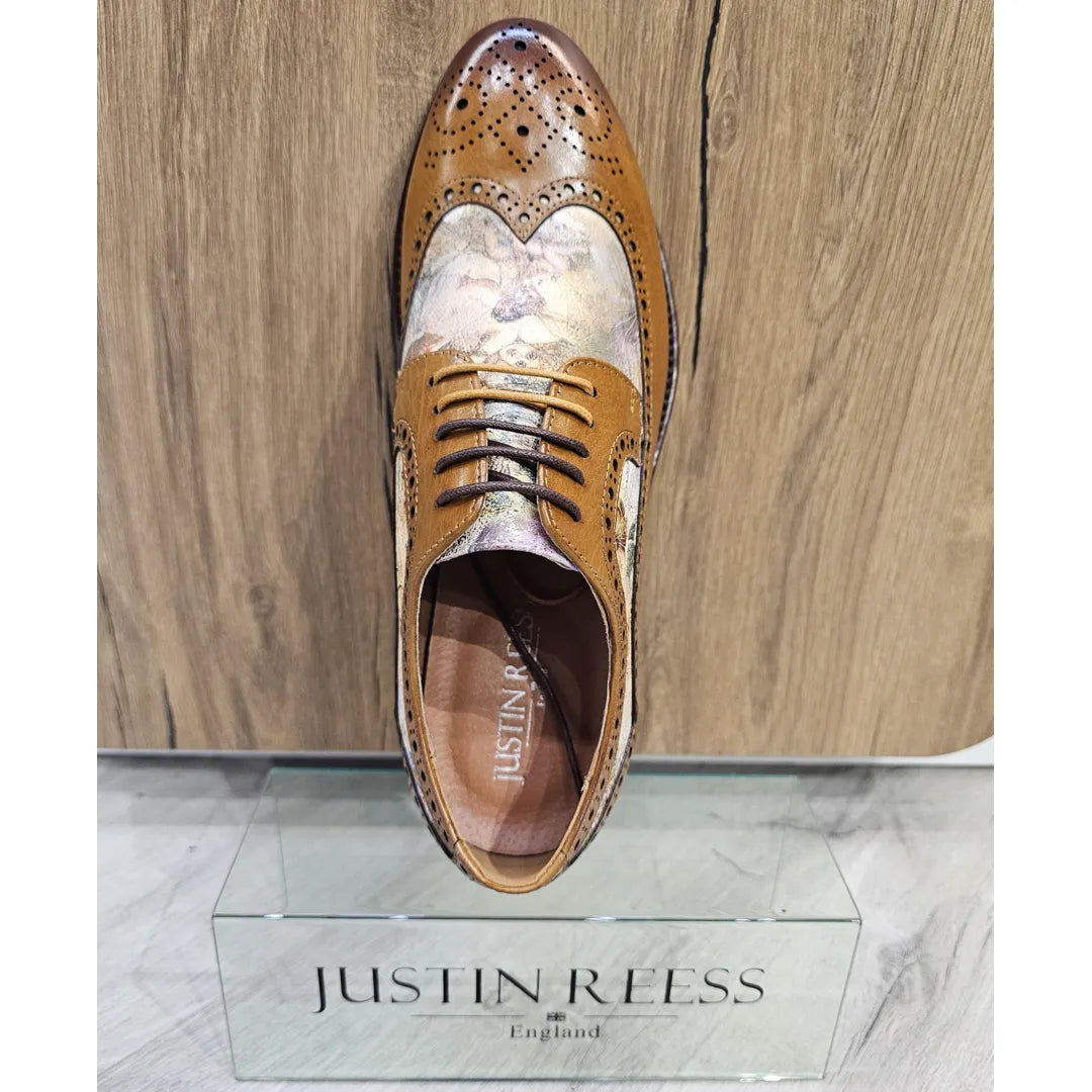 Zapatos brogue de piel marrón con estampado icónico para hombre de Scott