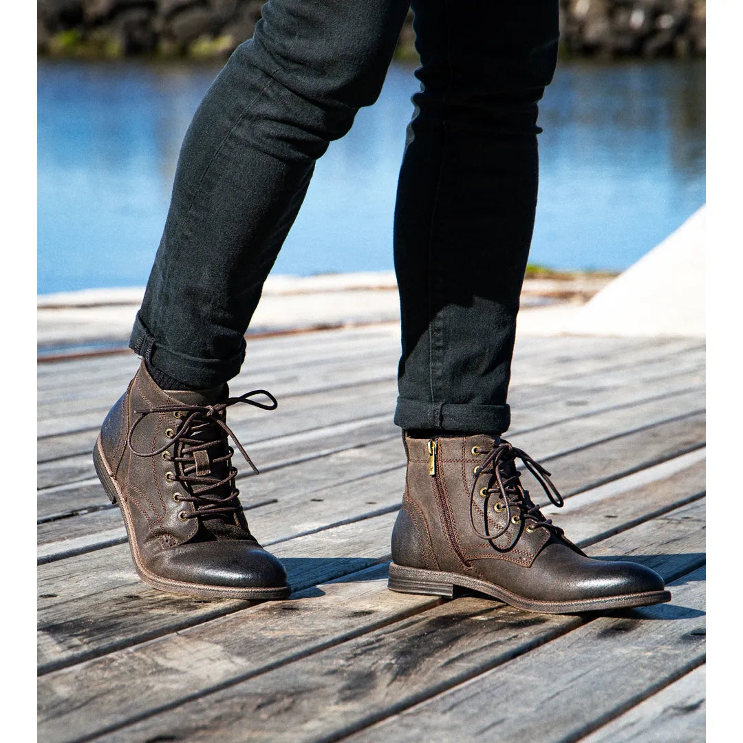 Sebastian - Botas de desierto de cuero marrón con cordones para hombre