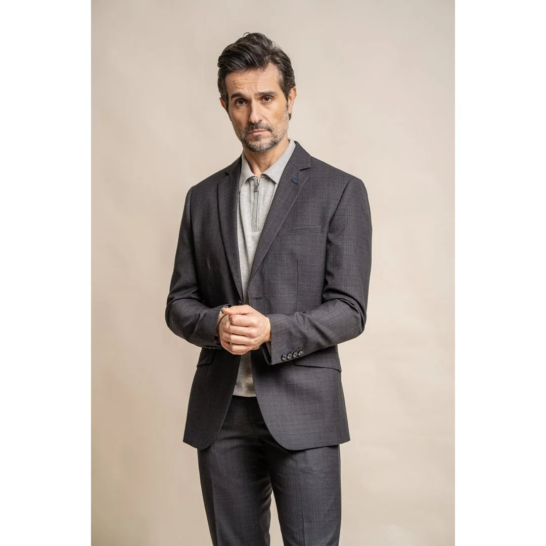 Seeba - Blazer clásico de carbón para hombre