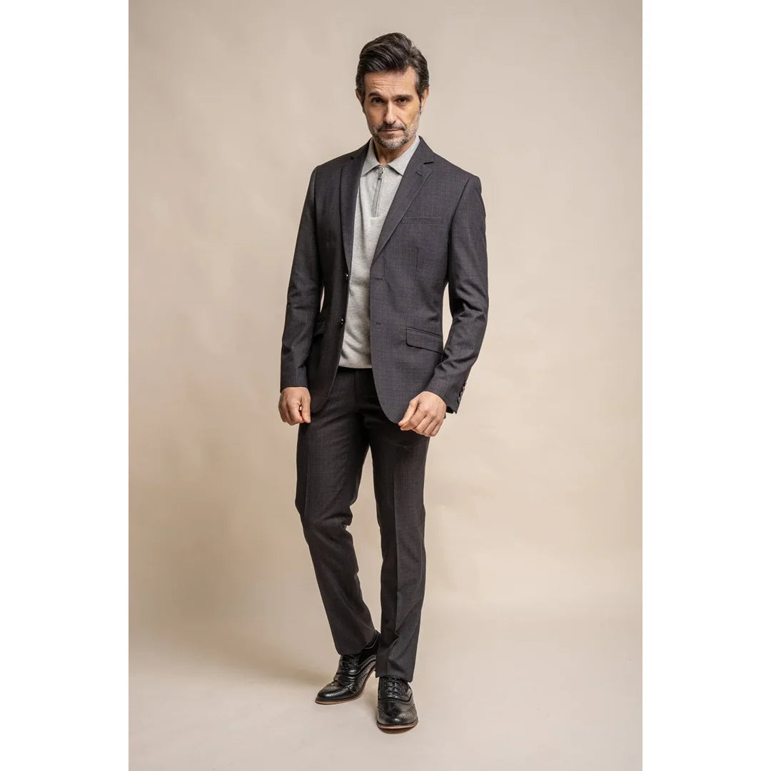 Seeba - Blazer clásico de carbón para hombre