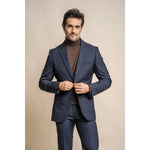 Seeba - Blazer clásico azul marino para hombre