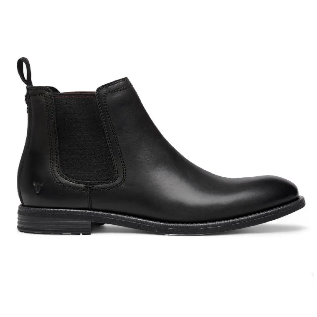 Sergio - Botas Chelsea de cuero negras sin cordones para hombre