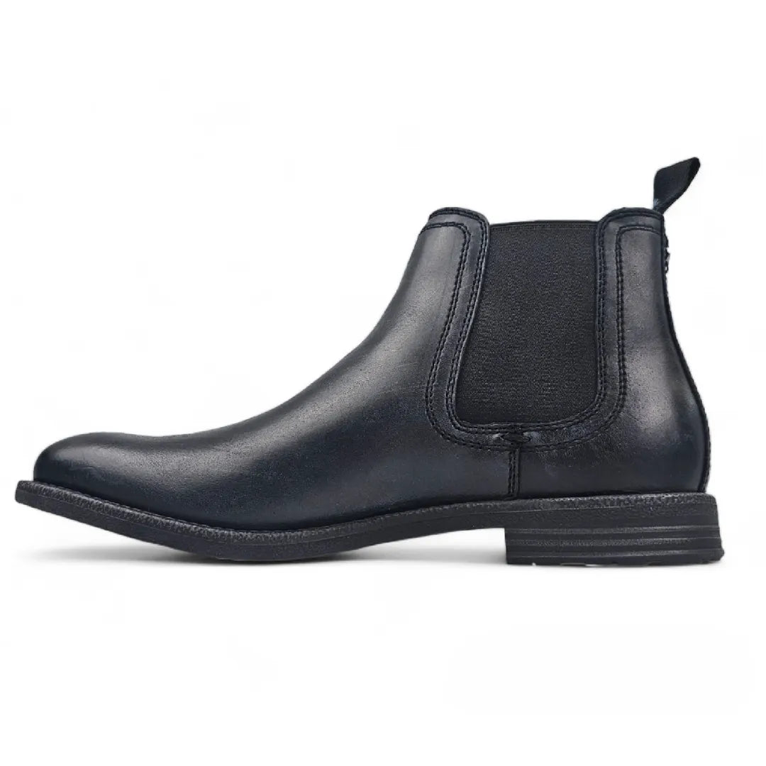 Sergio - Botas Chelsea de cuero negras sin cordones para hombre